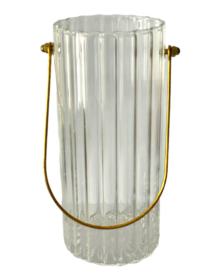 Vază sticlă cu mâner metal 20cm