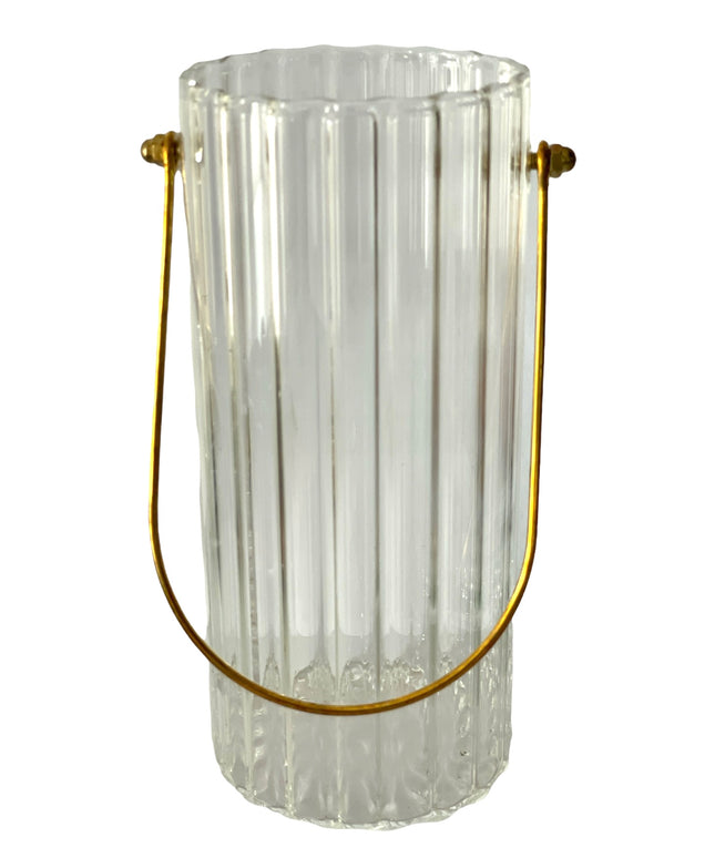 Vază sticlă cu mâner metal 20cm