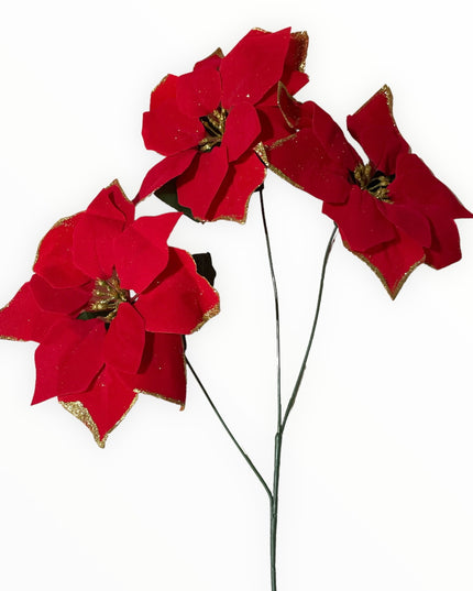 Floare Crăciun sclipici 3 capete 60cm