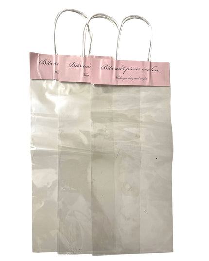 Pungă flori cu mâner Roz 10/set