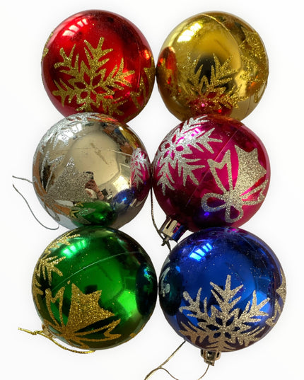 Glob plastic decor 6/set. 6cm