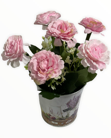 Ghiveci metalic cu flori 751-16. 20cm