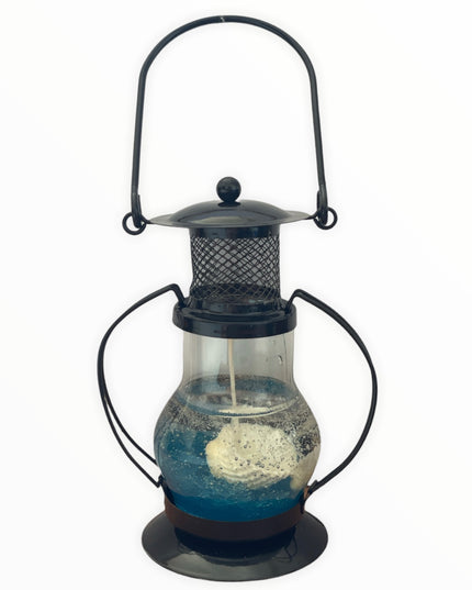 Lumânare decorativă cu gel transparent în felinar mic 13cm