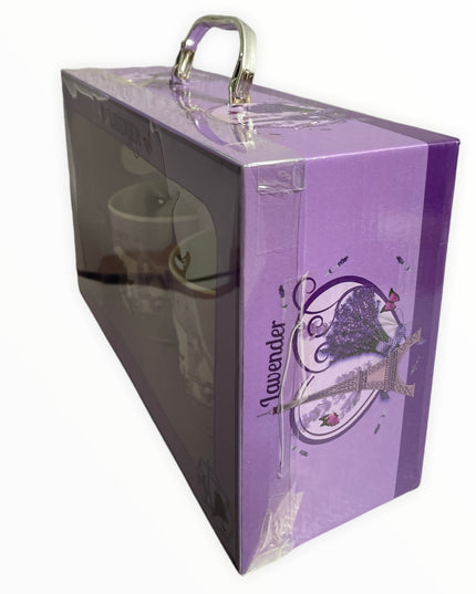 Set cadou 2 căni cu capac și linguriță Lavandă HK1379