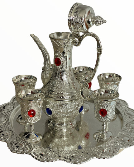 Set Tavă cu carafă + 6 pahare Alpaca