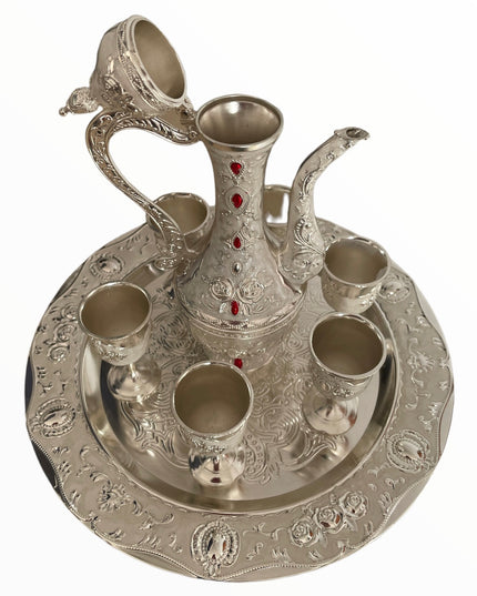 Set Tavă cu carafă + 6 pahare Alpaca