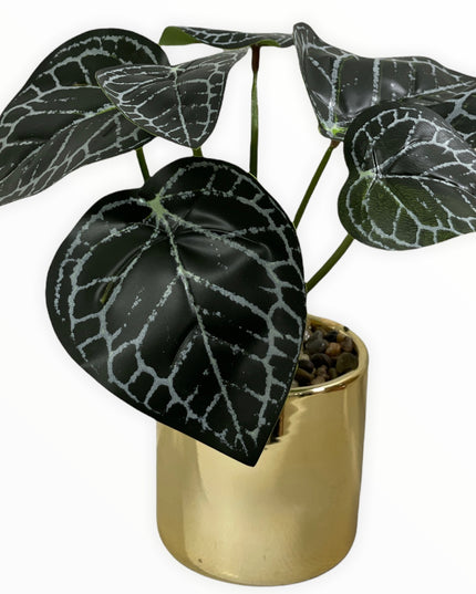 Ghiveci ceramic auriu cu frunze  E52  25cm