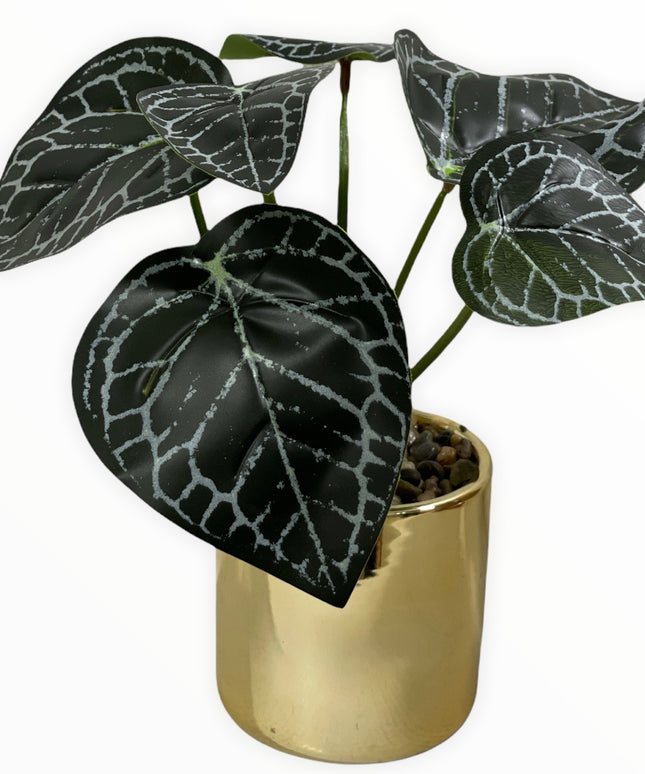 Ghiveci ceramic auriu cu frunze  E52  25cm