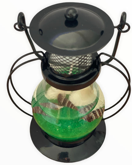 Lumânare decorativă cu gel transparent în felinar mic 13cm