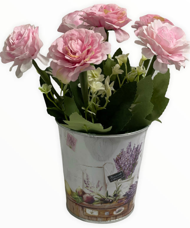 Ghiveci metalic cu flori 751-16. 20cm