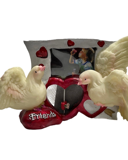 Ramă foto inimă cu porumbei 10cm