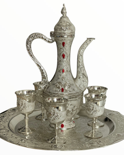 Set Tavă cu carafă + 6 pahare Alpaca