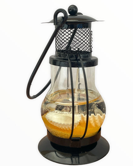 Lumânare decorativă cu gel transparent în felinar mic 13cm