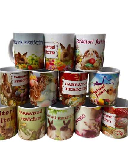 Cană ” Sărbători fericite ” Paște