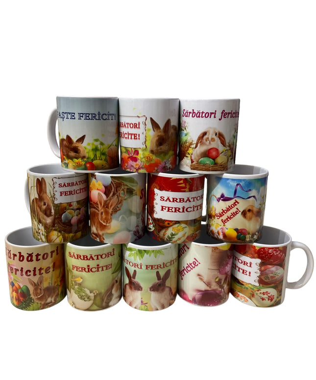 Cană ” Sărbători fericite ” Paște
