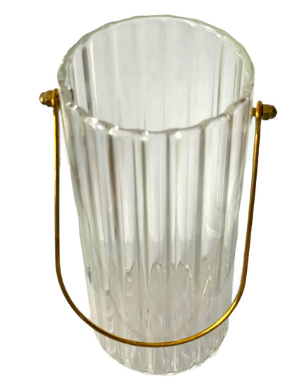 Vază sticlă cu mâner metal 20cm