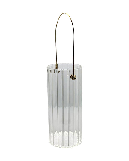 Vază sticlă cu mâner metal 20cm