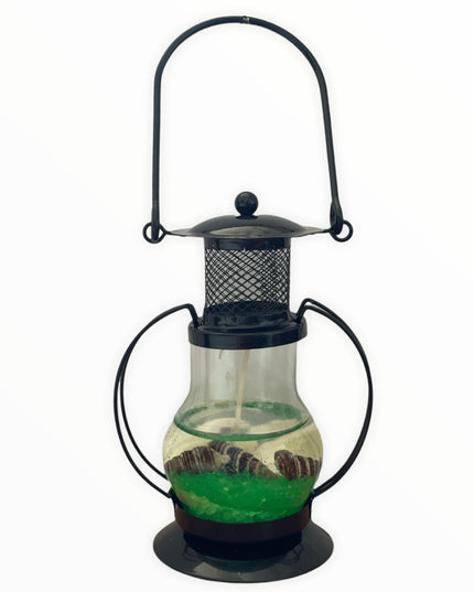 Lumânare decorativă cu gel transparent în felinar mic 13cm