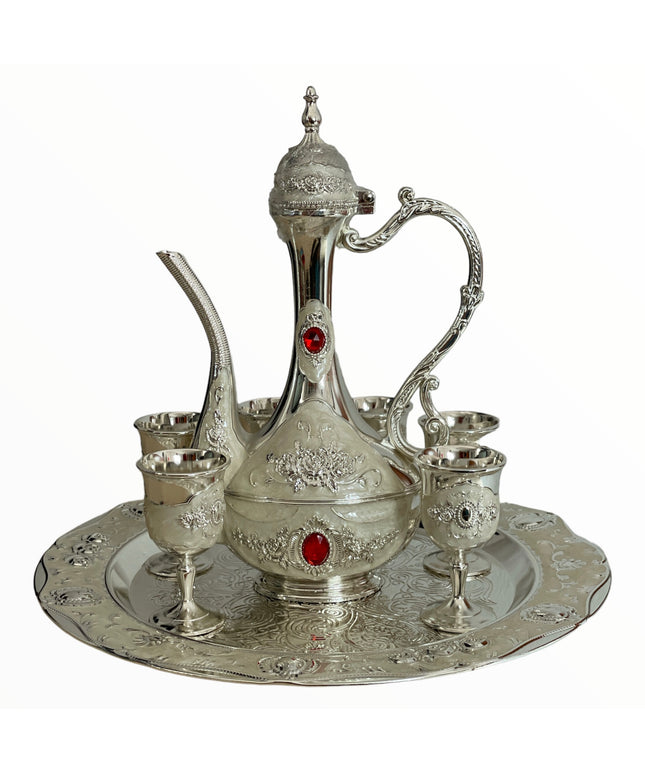 Set Tavă cu carafă + 6 pahare Alpaca